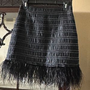 Sugar-Lips2 black skirt w/ black double rows rhinestones & feather hemline.